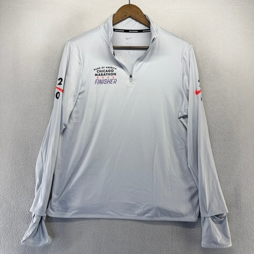 Chicago Marathon Finisher Quarter Zip Women's Large Gray Nike Dri Fit Pullover